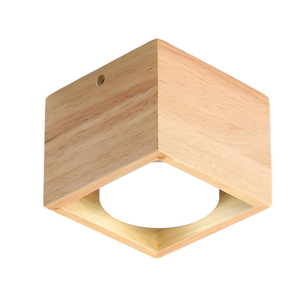 1/2/4-Light Square Wood Cube LED Flush Mount Spotlight Light by Taavita