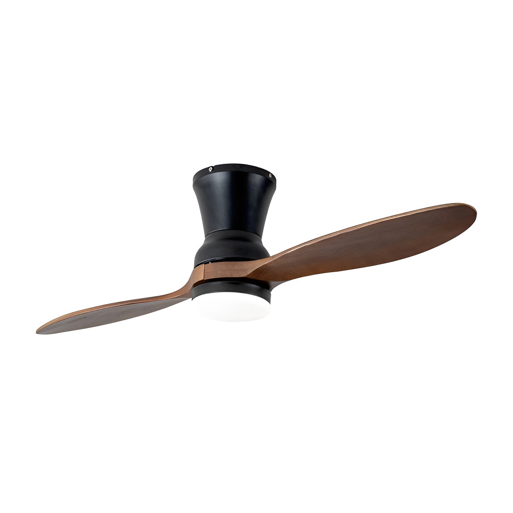 2 Blades Wood 18W LED Modern Dimmable Ceiling Fan with Remote Control Silent