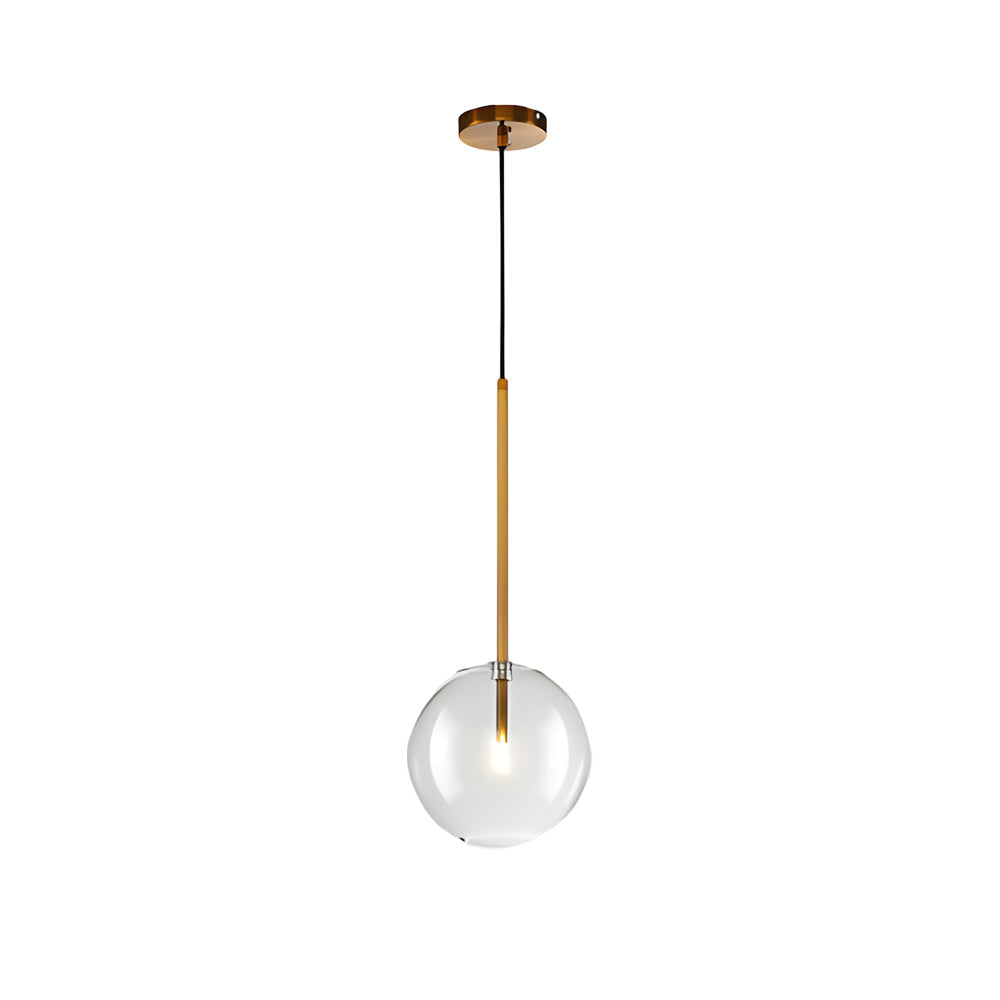 1-Light Modern Clear Glass Globe Pendant Light Hanging Fixture