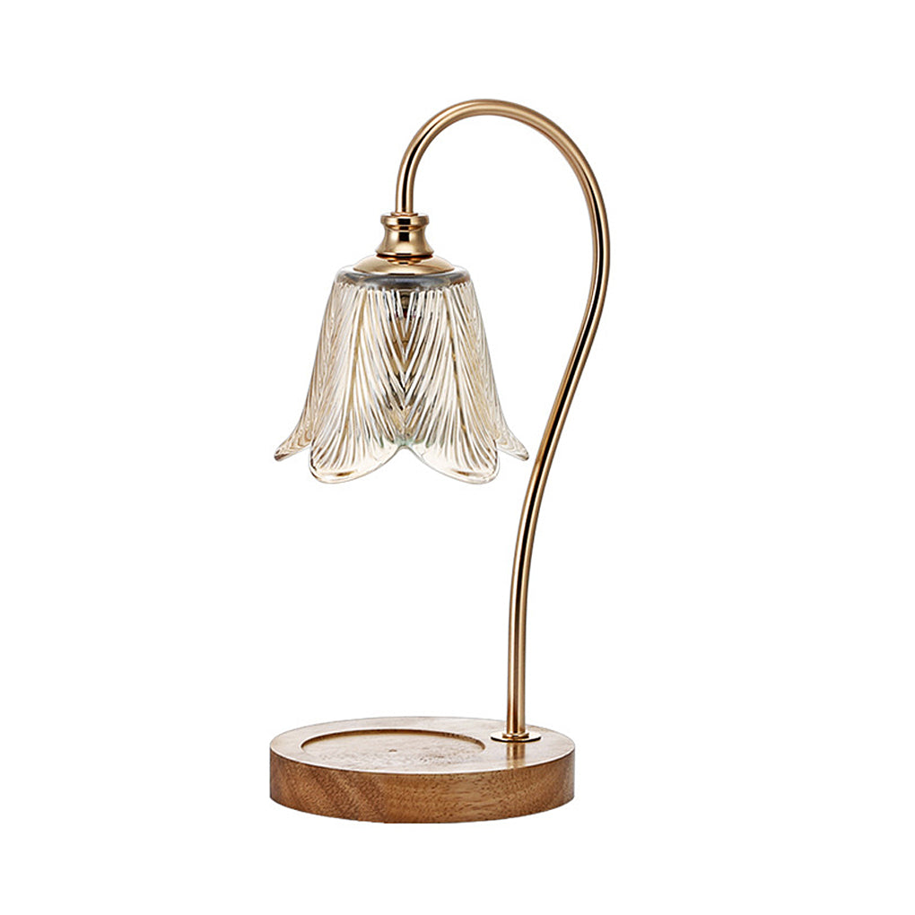 Taavita 1-Light Cup-Holder Desk Lamp with Floral Glass Shade