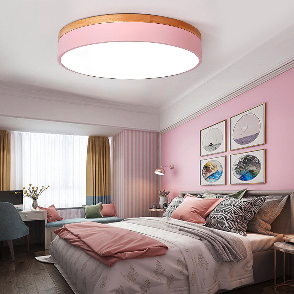 12'' LED 1-Light Geometric Shapes Flush Mount Lights Modern Metal PVC Wood Bamboo Sector Flush Mounts Semi Flush Mounts-dazuma