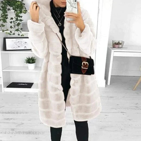 Women’s Winter Coat | Thick Faux Fur Longline | Hooded Design | Ultimate Warmth and Comfort