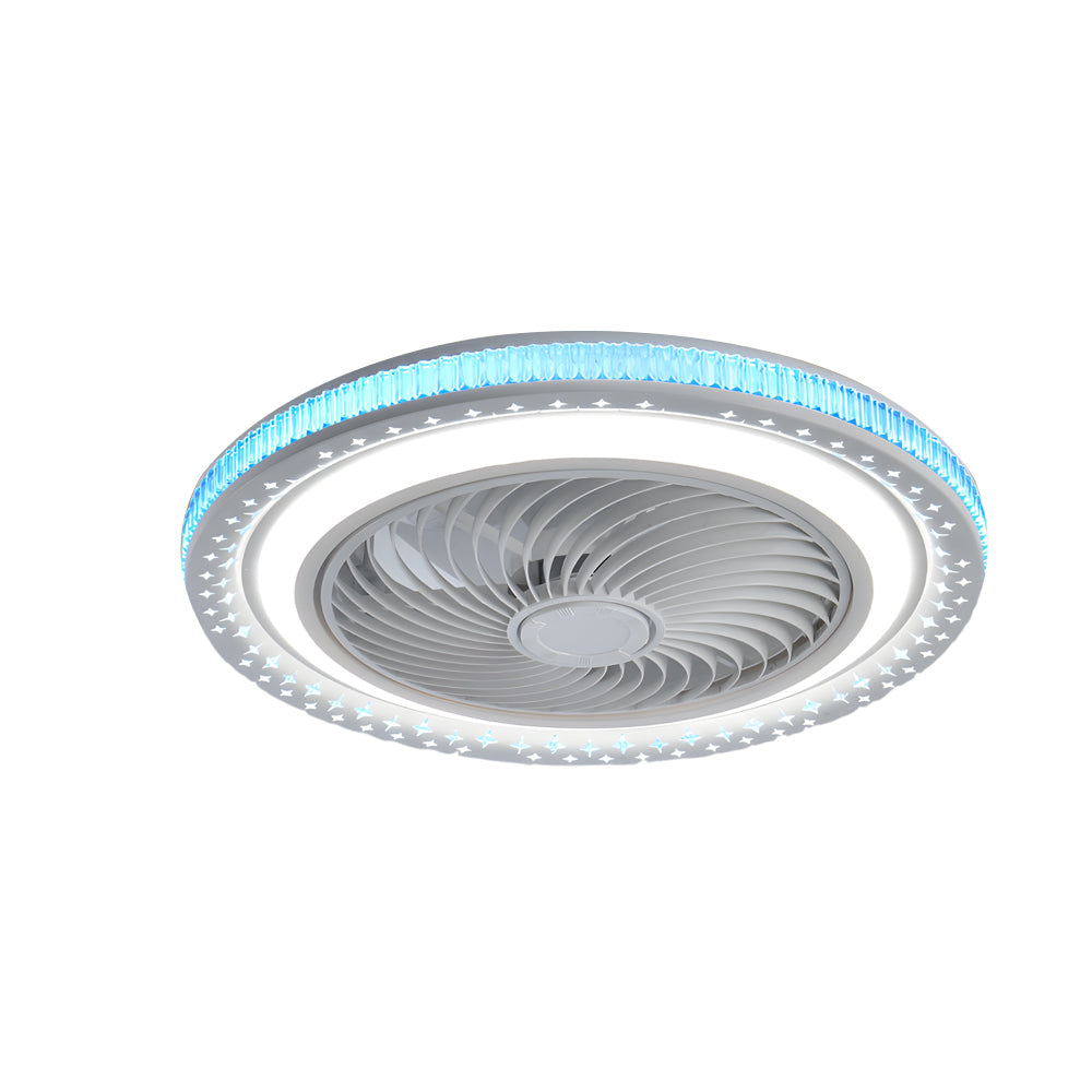 19.7" Bladeless Ceiling Fan with LED Light, Remote, and Enclosed Fence Design