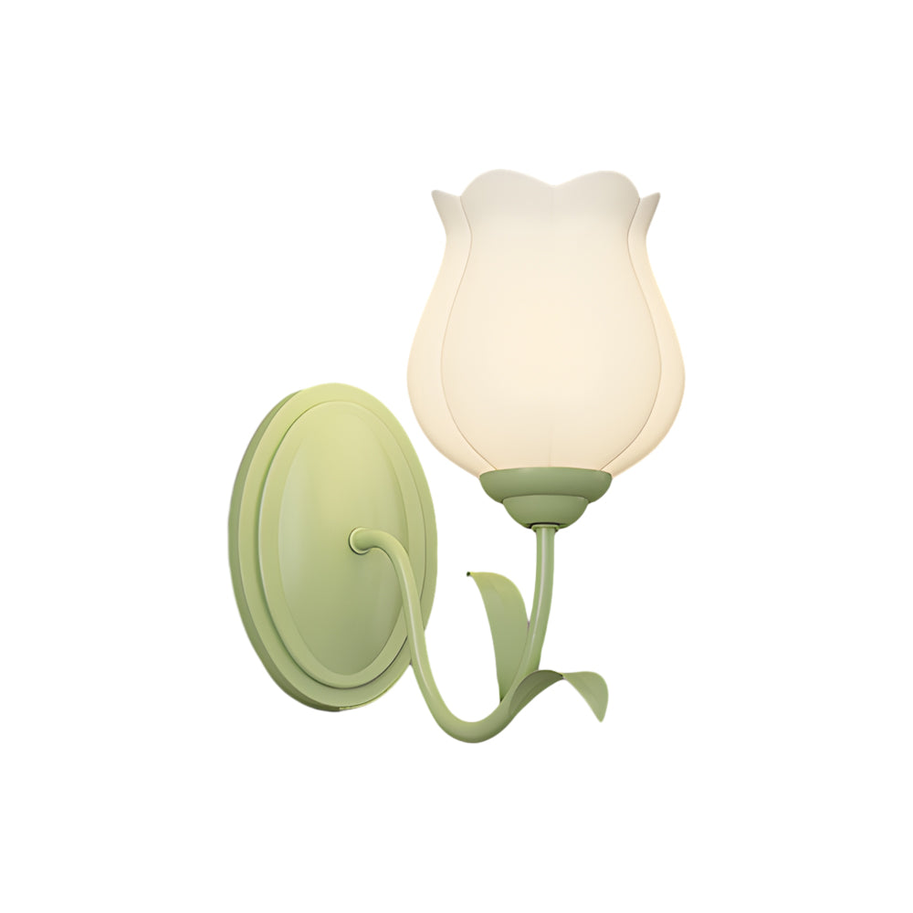 1/2 Head Green Glass Three Step Dimming Modern Wall Lights Flowers Indoor
