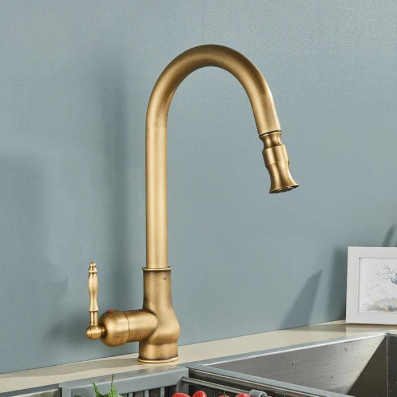 Classic Brass Kitchen Tap – Flexible Spout for Effortless Use