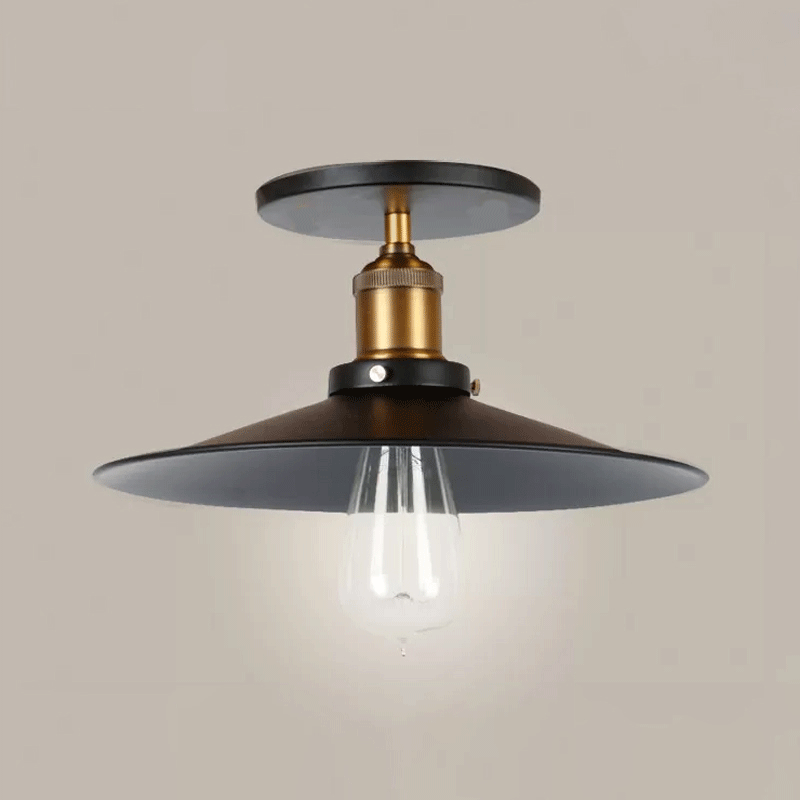 Taavita Iron Saucer Ceiling Mount Lamp Farmhouse 1 Bulb Porch Semi Flush Mount Light Fixture in 8.5"/10"/12" W
