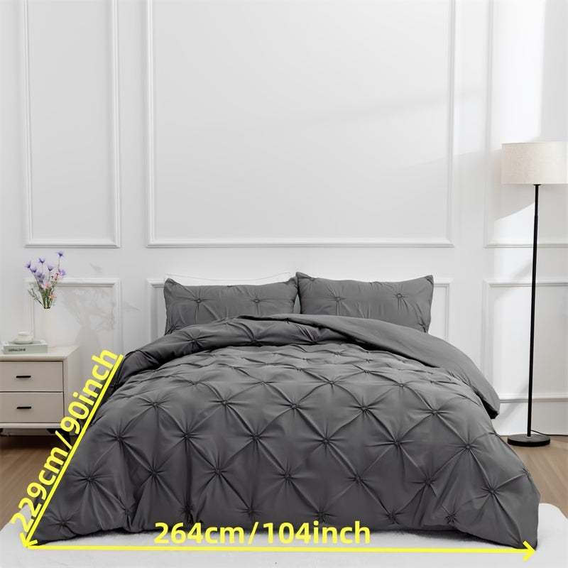 Duvet Cover Set | Quilted Texture | Breathable All-Season Comfort | Polyester