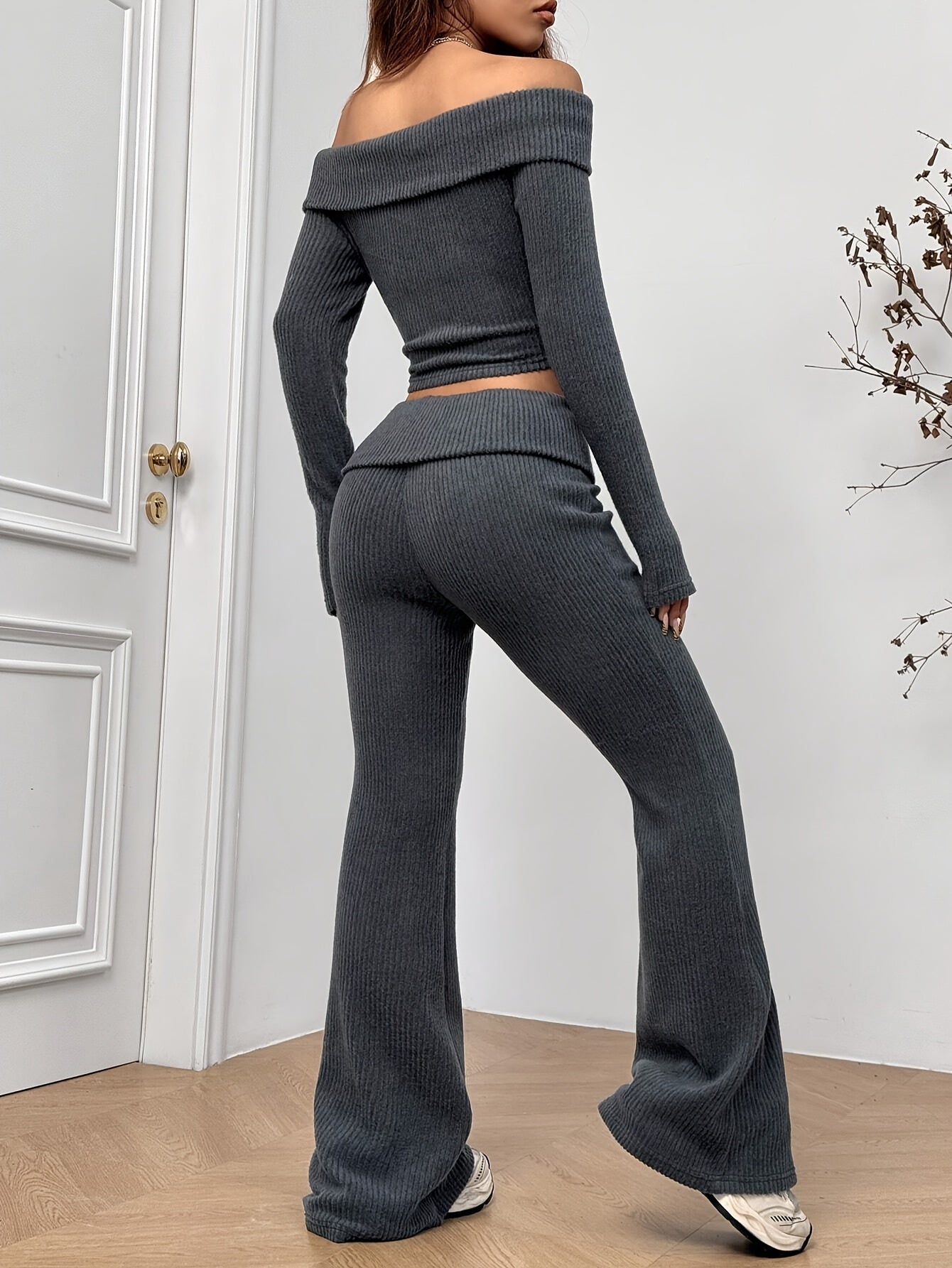 Off-Shoulder Top | Long Sleeve | Lightweight Comfortable Fit | Polyester