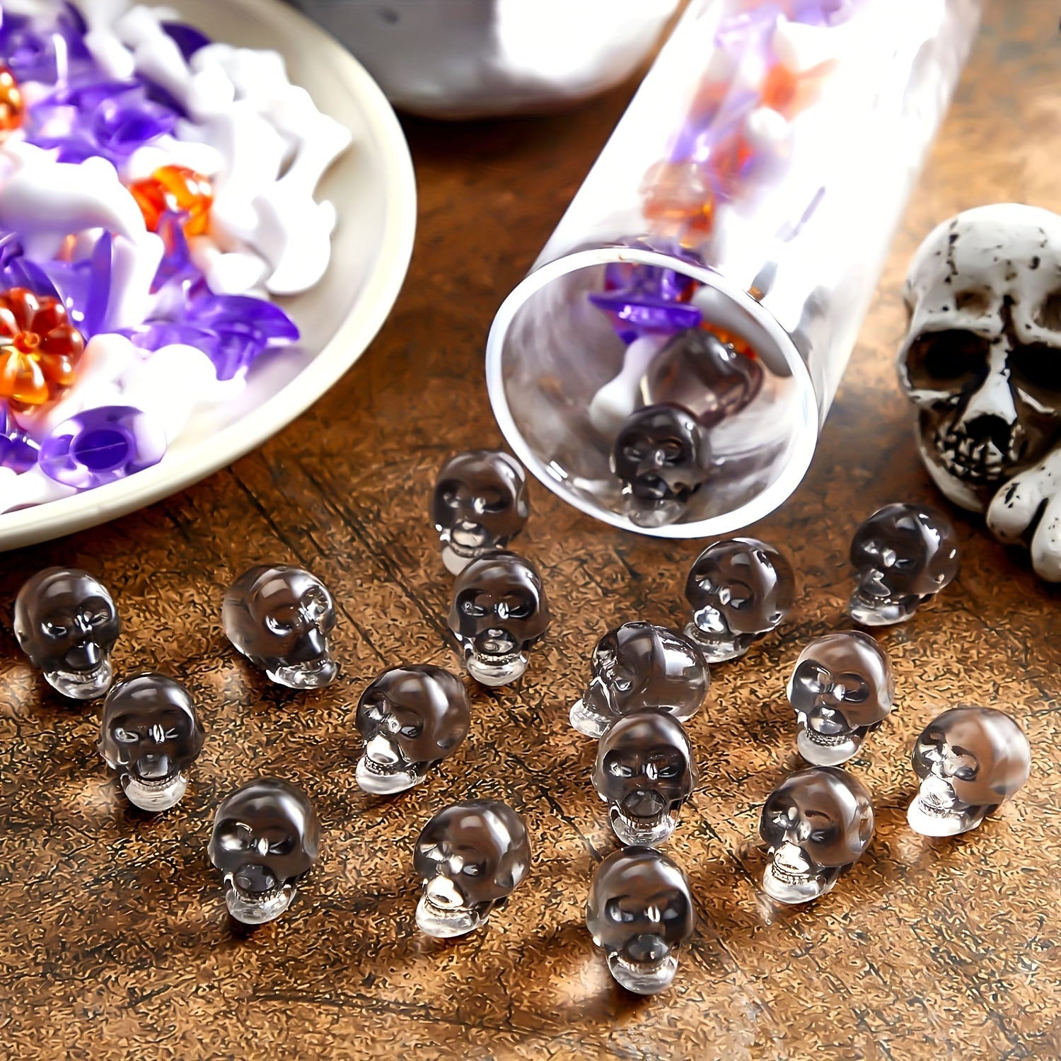 40-Piece Halloween Acrylic Table Decorations Set with Pumpkin & Skull Designs