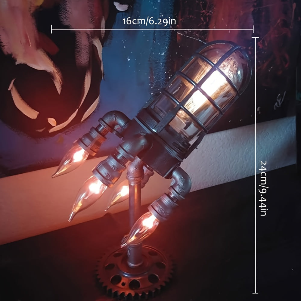 Vintage Industrial Flame Light – Remote-Controlled Table Lamp