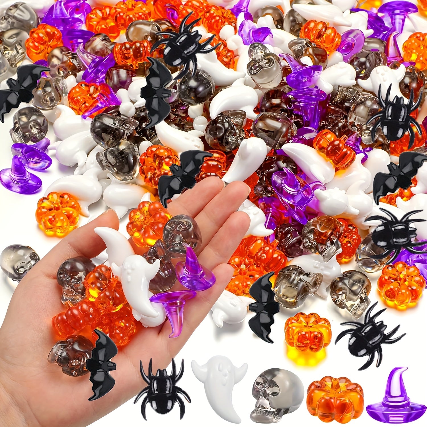 40-Piece Halloween Acrylic Table Decorations Set with Pumpkin & Skull Designs