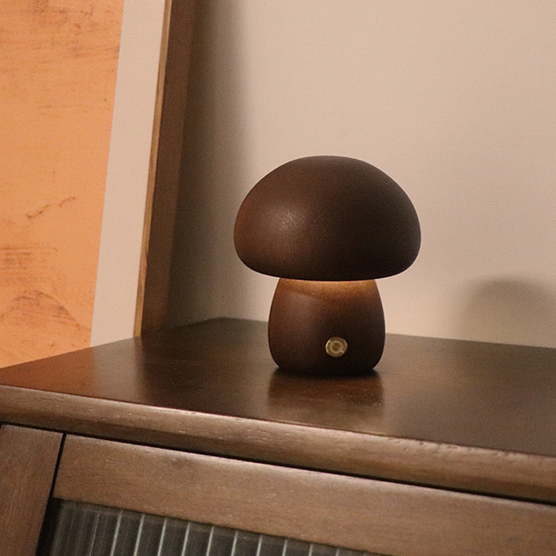 Taavita - LED Night Light Wooden Mushroom with Touch Sensor & Dimmable Brightness
