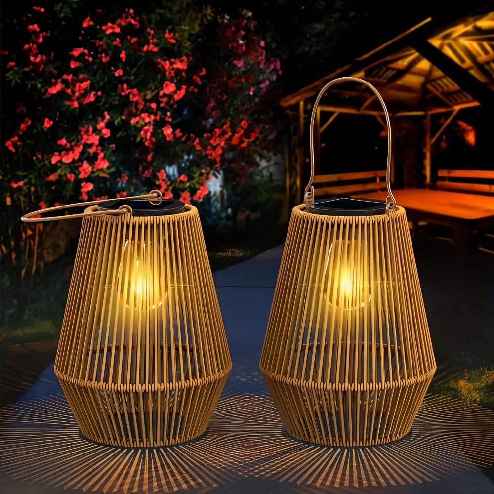 Liora — Solar Outdoor Lamp with Rattan-Style Warm LED Light