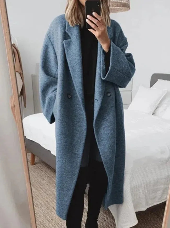 Women's Oversized Coat | Notched Lapel & Double-Breasted | Wool Blend | Warm & Comfortable Fit