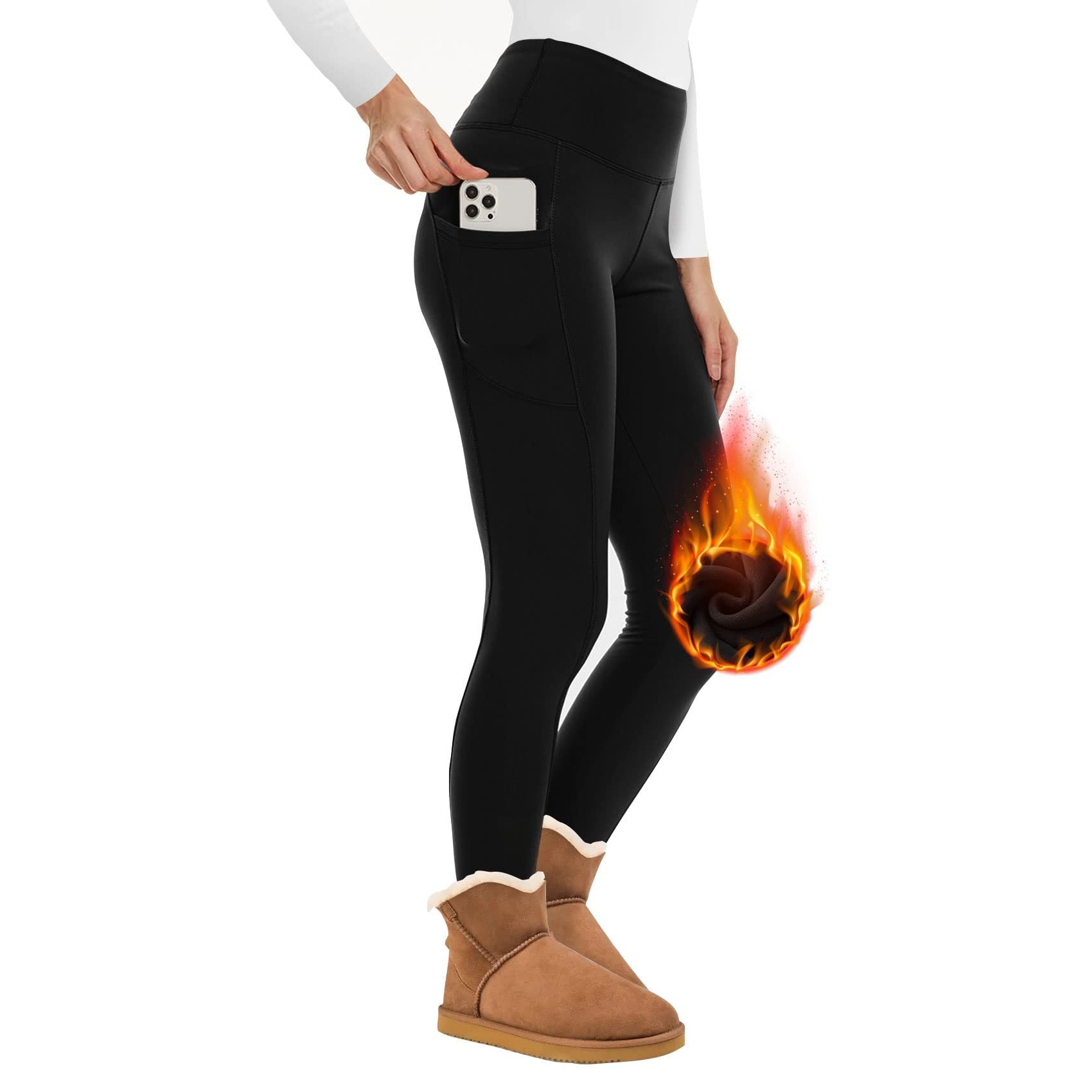 Fleece-Lined Leggings | High-Waisted | Superior Warmth & Support | Polyester