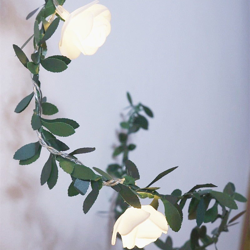 Rose Flower Battery LED String Lights Warm White 5/10/20 Feet 10-40 LEDs Romantic Indoor Outdoor Wedding Party Decor