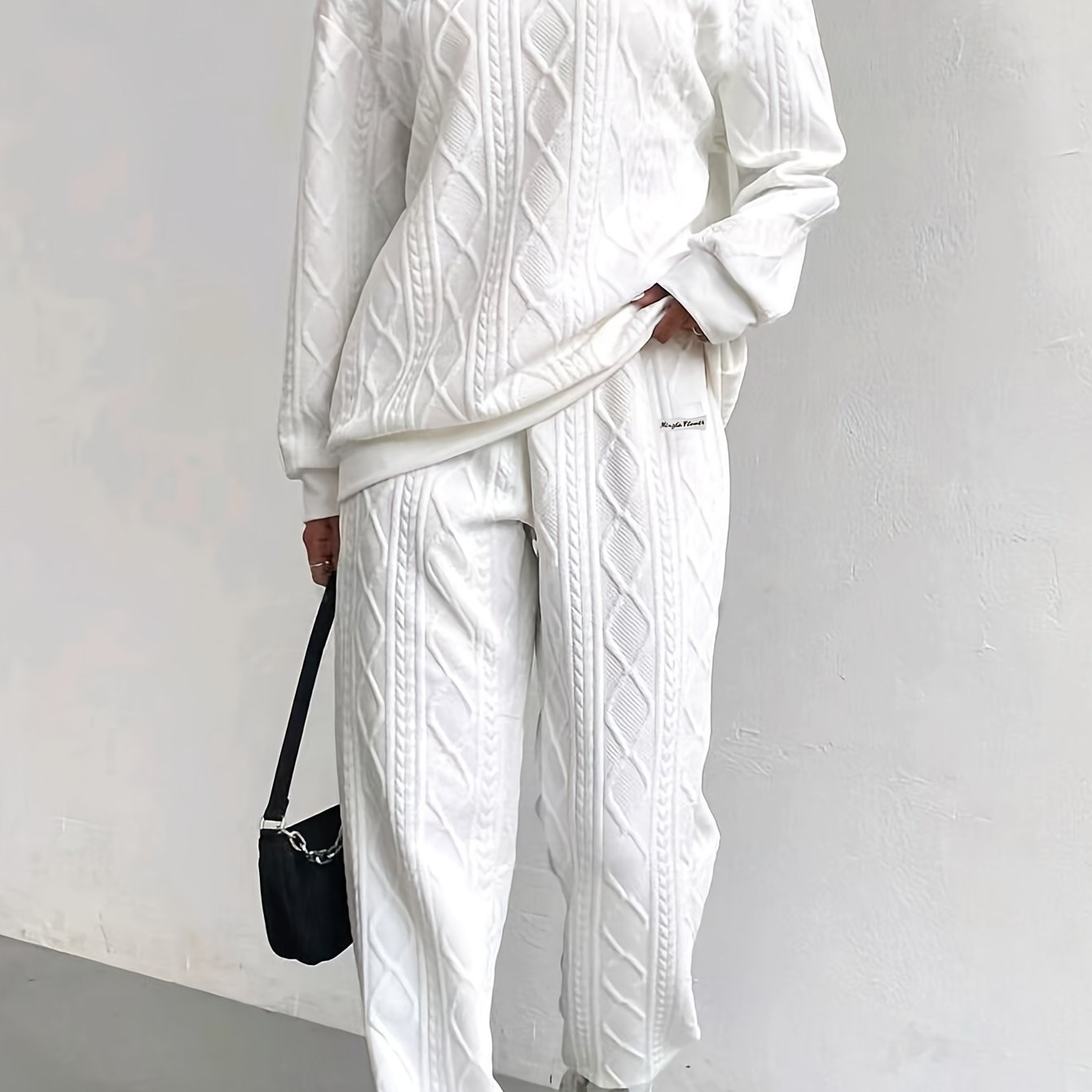 Cable-Knit Lounge Set | Breathable Comfort | All-Season Wear | Polyester