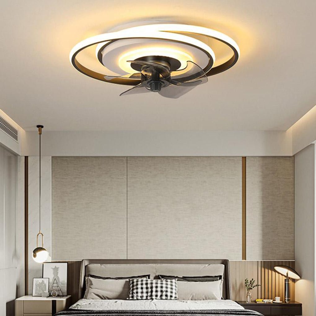 2 Rings Baby Kids Ceiling Fans with LED Light and Remote Control - Dazuma