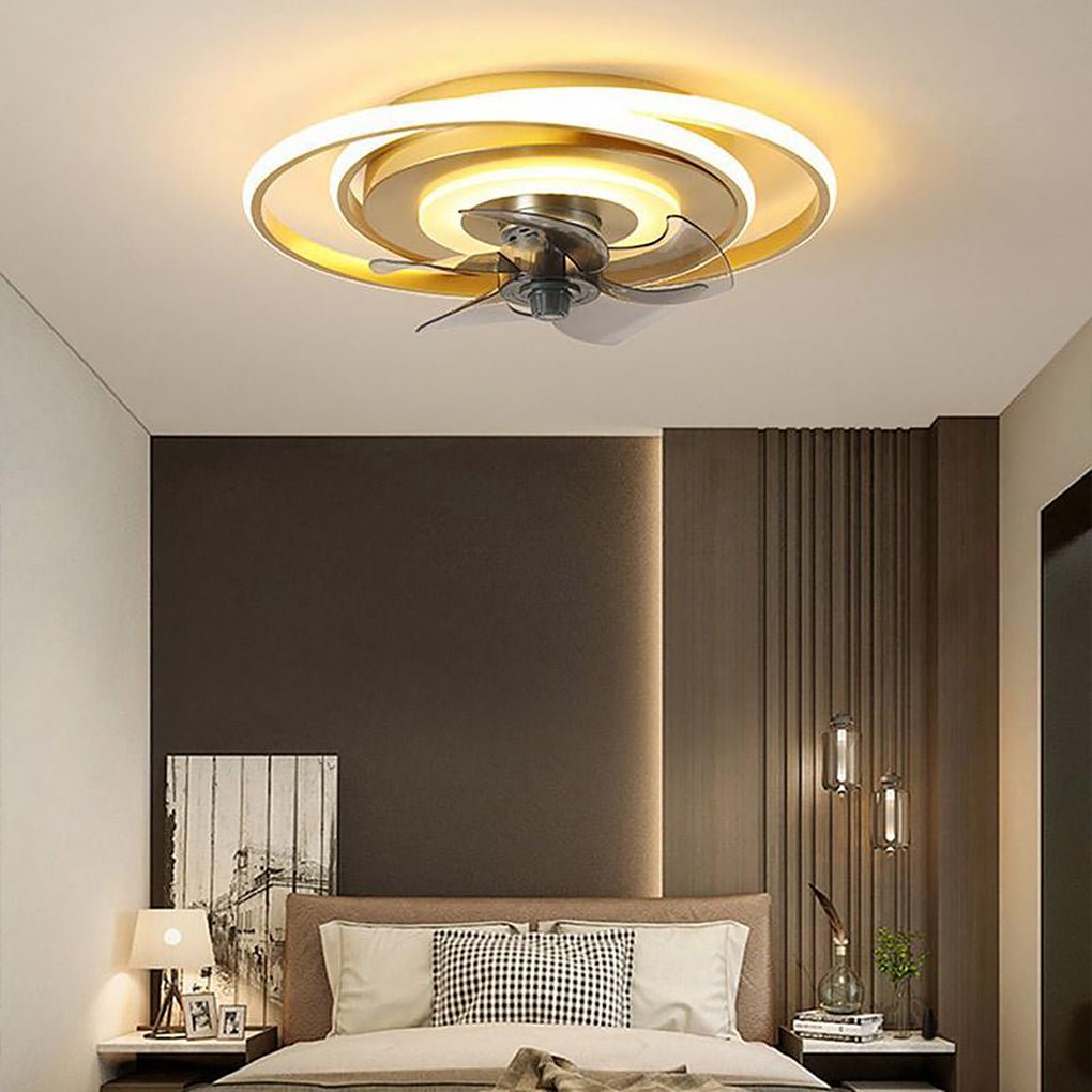 2 Rings Baby Kids Ceiling Fans with LED Light and Remote Control - Dazuma