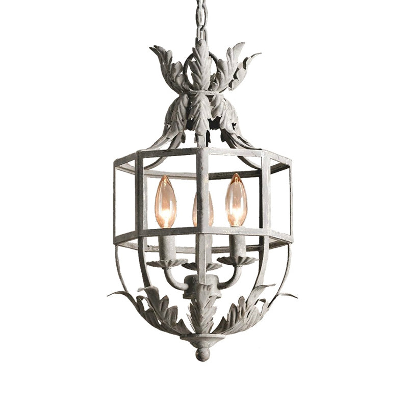 Taavita 3 Heads Chandelier Lamp Rustic Living Room Pendant Lighting with Wire Cage Metal Shade