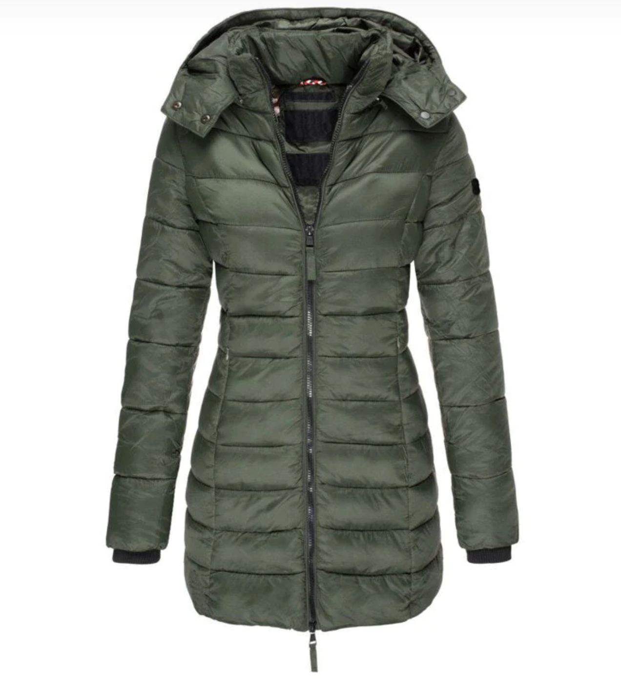 Women’s Longline Down Jacket | Hooded & Zipper Closure | Polyester & Down Filling | Lightweight Warmth for Fall and Winter