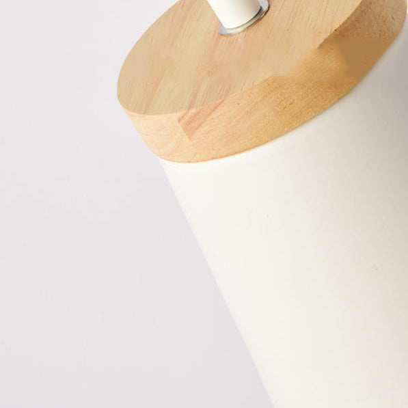 Contemporary Taavita Solid Wood Iron Cylinder Shade 1-Light Wall Lamp for Bedroom – White/Black