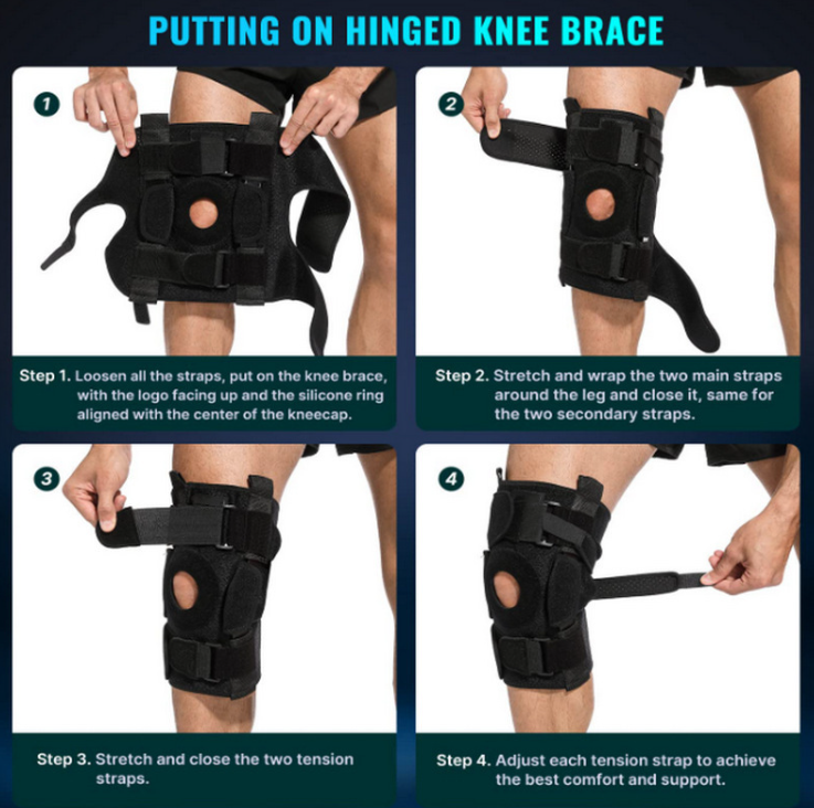 Knee Brace with Adjustable Hinges for Meniscus Injury Support
