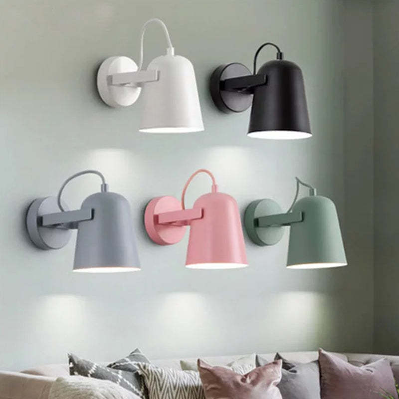 Taavita 1-Light Wall Lamp - Bell Shape Red Wall Mount Fixture with Metal Shade for Living Room