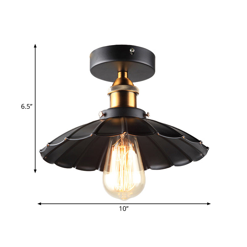 Taavita Semi Mount Tapered 1-Head Close to Ceiling Lighting Factory Iron Dining Room Light