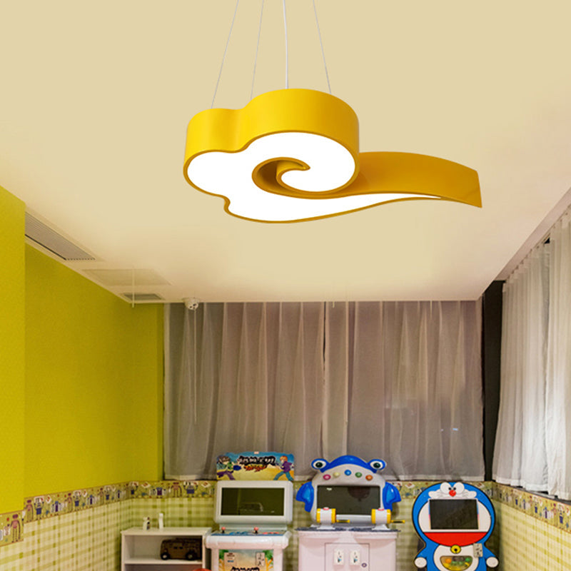 18"/22.5" Wide Cloud Ceiling Chandelier Macaron Acrylic LED Hanging Light in Red/Yellow/Blue/Green for Children Room, Third Gear/White Light Red Clearhalo 'Ceiling Lights' 'Pendant Lights' 'Pendants' Lighting' 202547_18187fef-f74b-4e90-a1e5-ede7e81c7f2f