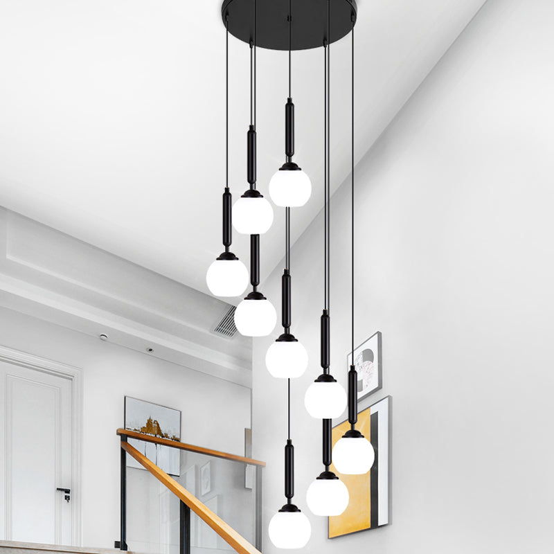 Taavita Global Multi-Hanging Light Simplicity Suspension Lighting for Stairs - Modern Style, Gold Black, Up to 9 Lights, with Shade, 110V-240V
