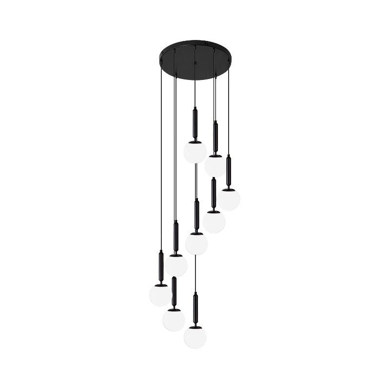 Taavita Global Multi-Hanging Light Simplicity Suspension Lighting for Stairs - Modern Style, Gold Black, Up to 9 Lights, with Shade, 110V-240V