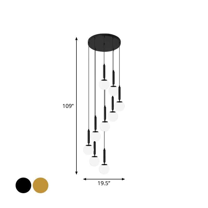 Taavita Global Multi-Hanging Light Simplicity Suspension Lighting for Stairs - Modern Style, Gold Black, Up to 9 Lights, with Shade, 110V-240V