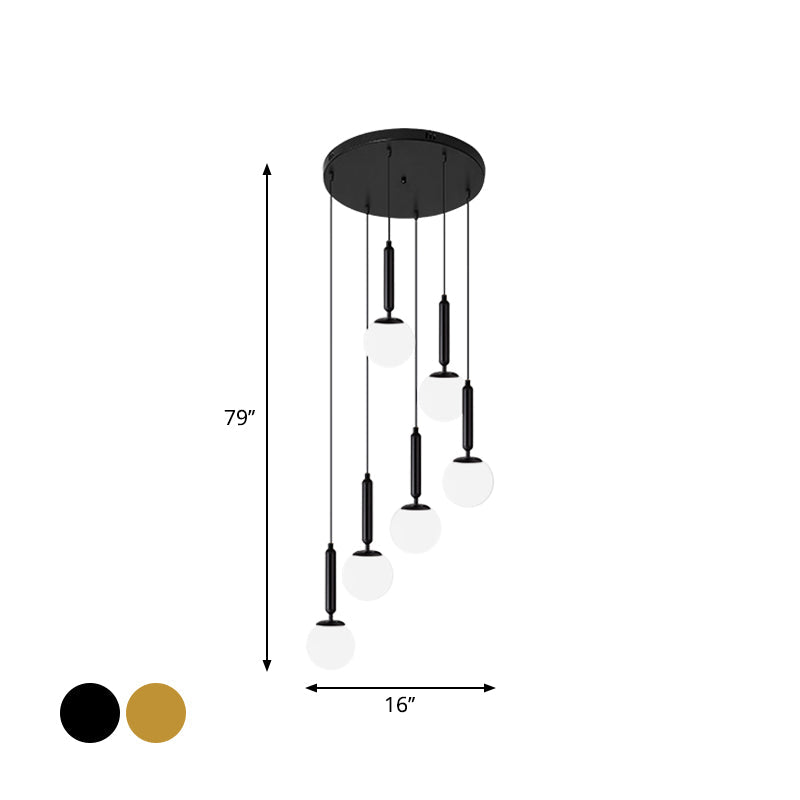 Taavita Global Multi-Hanging Light Simplicity Suspension Lighting for Stairs - Modern Style, Gold Black, Up to 9 Lights, with Shade, 110V-240V