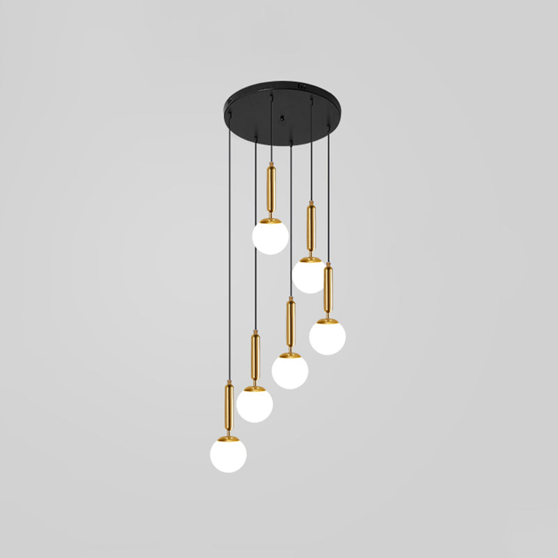 Taavita Global Multi-Hanging Light Simplicity Suspension Lighting for Stairs - Modern Style, Gold Black, Up to 9 Lights, with Shade, 110V-240V