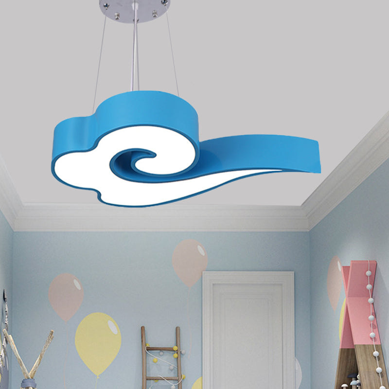 18"/22.5" Wide Cloud Ceiling Chandelier Macaron Acrylic LED Hanging Light in Red/Yellow/Blue/Green for Children Room, Third Gear/White Light Clearhalo 'Ceiling Lights' 'Pendant Lights' 'Pendants' Lighting' 202540