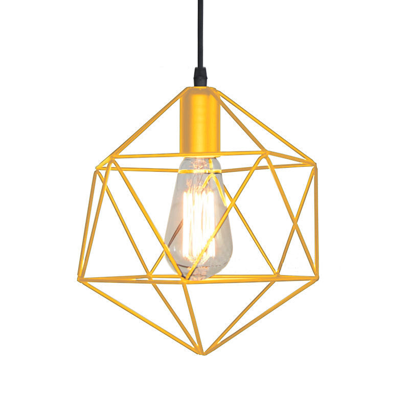 Taavita Geometric Cage Heater Hanging Light Industrial Black/Gold Metal Hanging Lamp for Kitchen Island