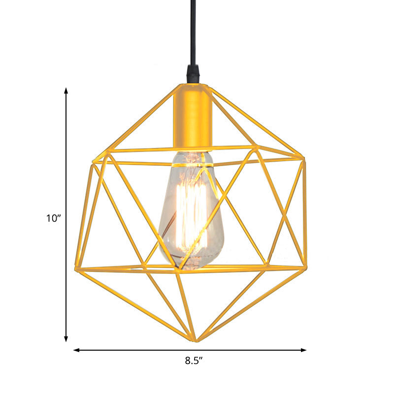 Taavita Geometric Cage Heater Hanging Light Industrial Black/Gold Metal Hanging Lamp for Kitchen Island