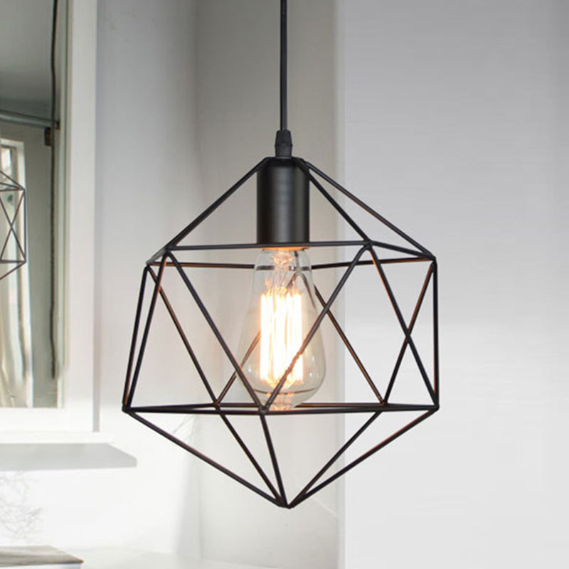 Taavita Geometric Cage Heater Hanging Light Industrial Black/Gold Metal Hanging Lamp for Kitchen Island