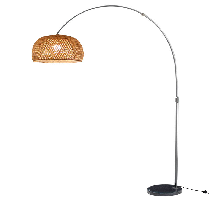 Fishing Rod Standing Lamp Chinese Bamboo 1-Light Wood Reading Floor Light with Swivel Shade Wood Large B Clearhalo 'Floor Lamps' 'Lamps' Lighting' 2044756