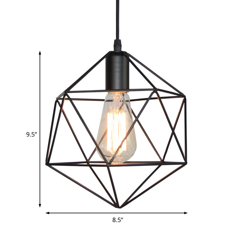Taavita Geometric Cage Heater Hanging Light Industrial Black/Gold Metal Hanging Lamp for Kitchen Island
