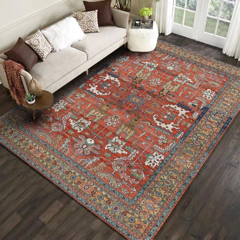 Persian Living Room Rug Multi Colored Geometric Carpet Polyester Pet Friendly Stain Resistant Anti-Slip Backing Rug with Braided Trim Coffee-White Clearhalo 'Area Rug' 'Moroccan' 'Rugs' Rug' 2059239