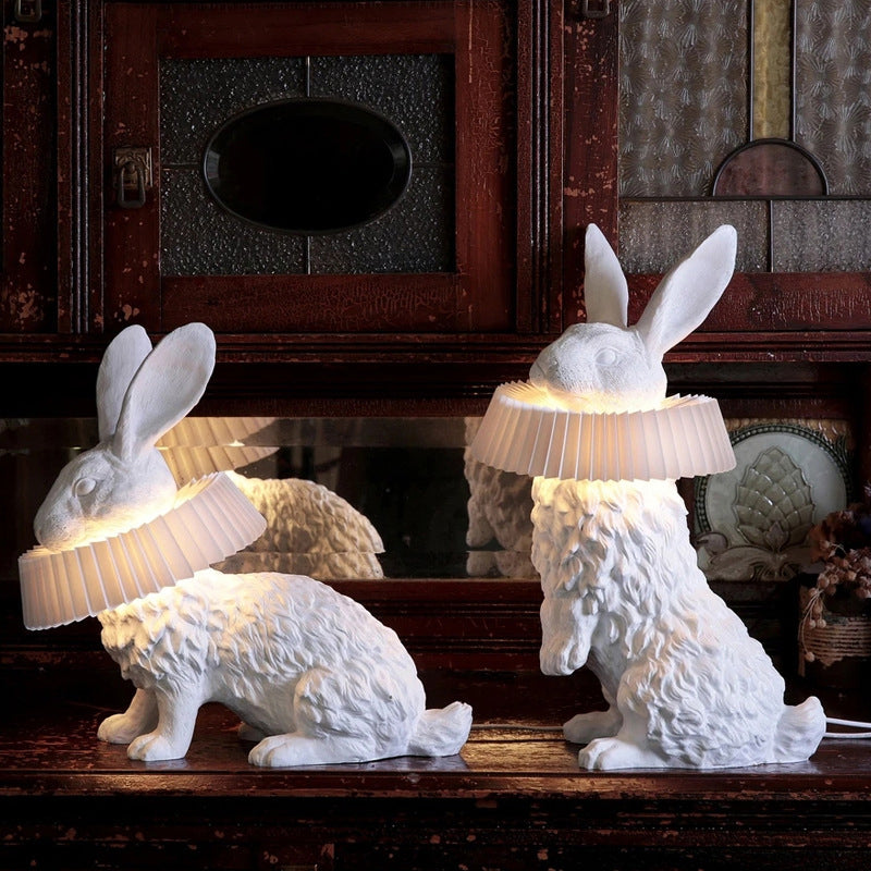 Taavita Shaped Modern LED Bedside Table Lamp Nightstand Lighting in White Resin