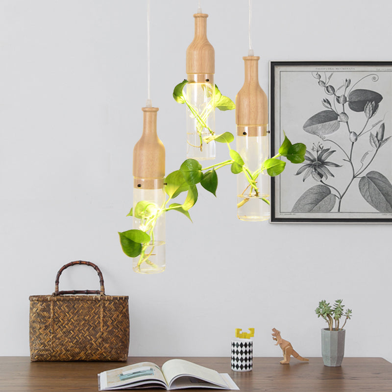 Taavita Ceiling Light Bottle Shaped Planter Clear Glass Bedroom Hanging Pendant Light