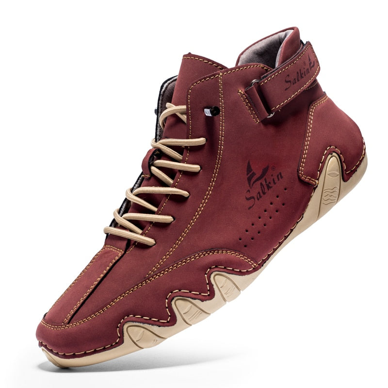 Handmade Leather Barefoot Shoes | Ankle-High Minimalist Design | Non-Slip Sole | Comfortable Fit