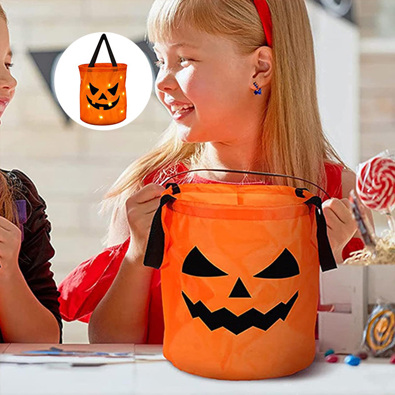 Personalized Halloween Pumpkin Tote with Glowing LED Lights