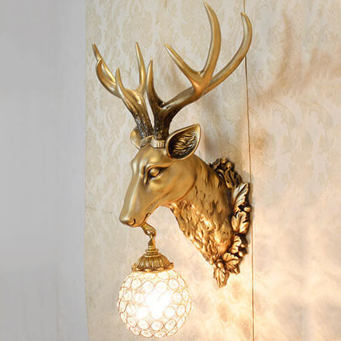 Taavita Retro Deer Head Resin Wall Lamp with 1 Light