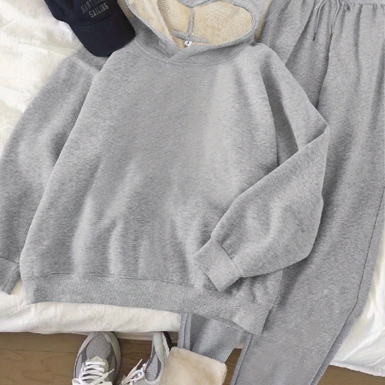 Plush Hoodie Jogger Set | Fleece-Lined | Cozy Warmth All Day | Polyester