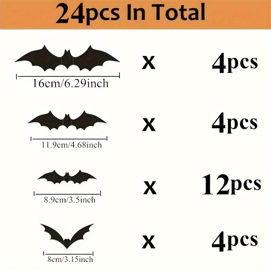 3D Black PVC Bat Wall Stickers Halloween Party Decorations