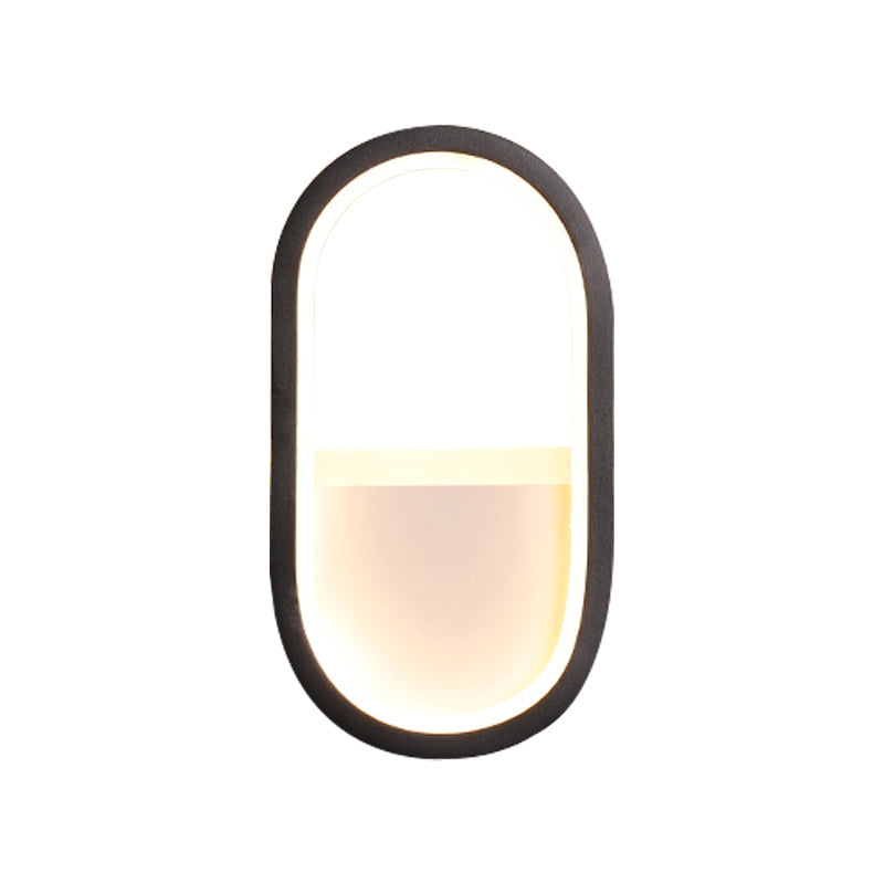 Contemporary Oval Wall Light Fixture - Black/White Acrylic LED Wall Sconce with Warm/White Light by Taavita